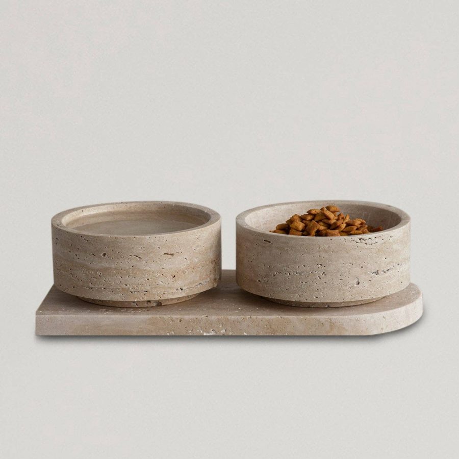Travertine Pet Bowl Set - Image 2