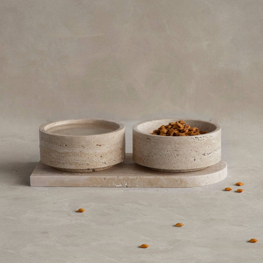 Travertine Pet Bowl Set - Image 3